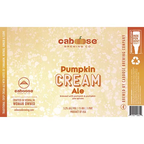 Caboose Pumpkin Cream Ale by Caboose Brewing Co., beer label