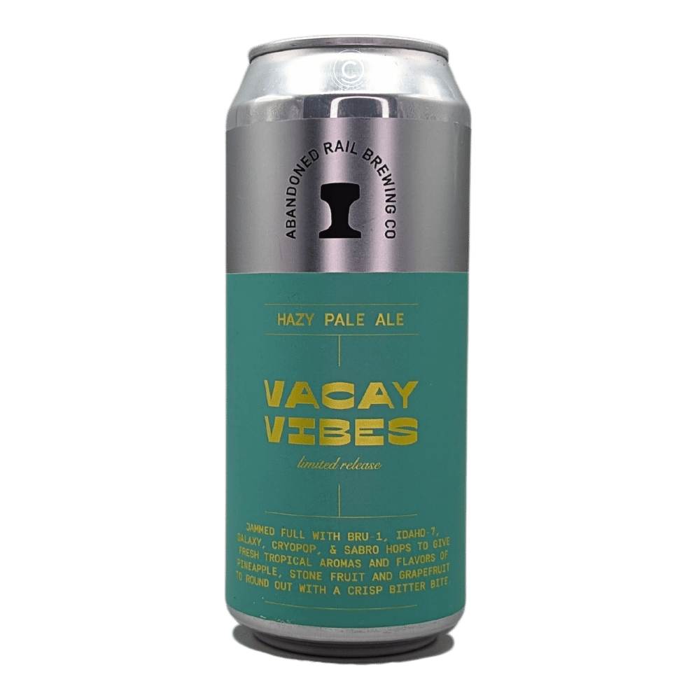 Vacay Vibes Hazy Pale Ale by Abandoned Rail Brewing Co., beer label