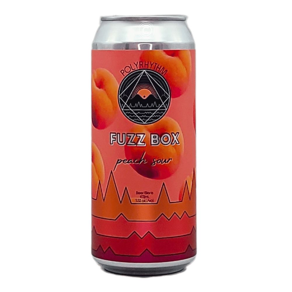 Fuzz Box Peach Sour by Polyrhythm Brewing, beer label