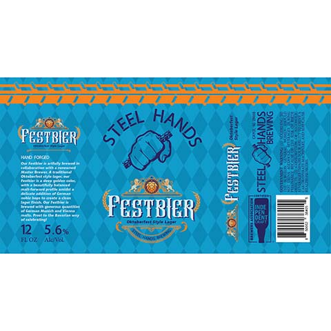 Steel Hands Festbier Oktoberfest Style Lager by Steel Hands Brewing, beer label