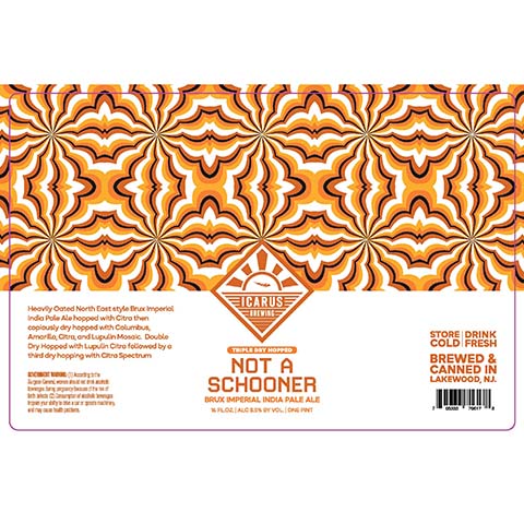 Icarus Not A Schooner Brux Imperial IPA by Icarus Brewing Company, beer label