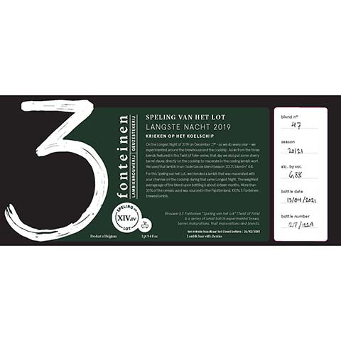 3 Fonteinen Svhl Langste Nacht Krieken 2019 by 3 Fonteinen, beer label