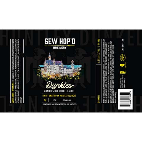 Sew Hop'd Dunkles Munich Dunkel Lager by Sew Hop'd Brewery, beer label