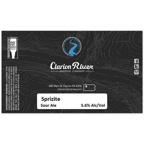 Clarion River Spritzite Sour Ale by Clarion River Brewing Company, beer label