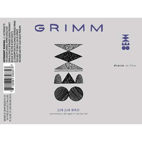 Grimm Jub Jub Bird Spontaneous Fermentation Ale by Grimm Artisanal Ales, beer label