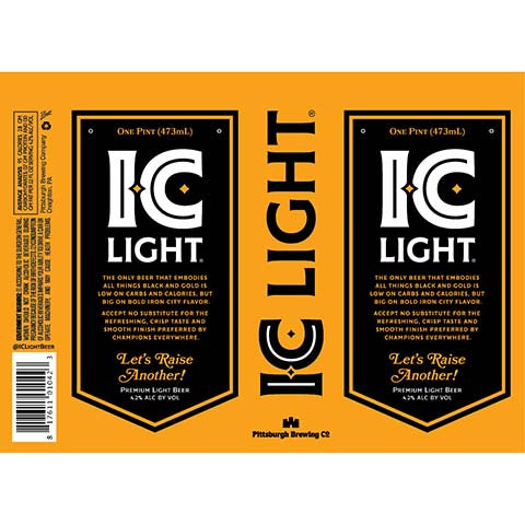 I.C. Light by Pittsburgh Brewing Co, beer label