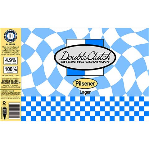 Double Clutch Pilsener Lager by Double Clutch Brewing Company, beer label