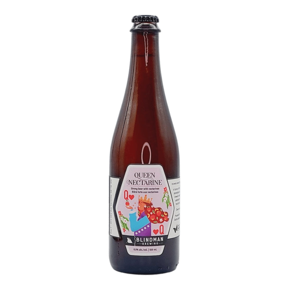 Brewing Queen Nectarine Sour by Blindman Brewery, beer label