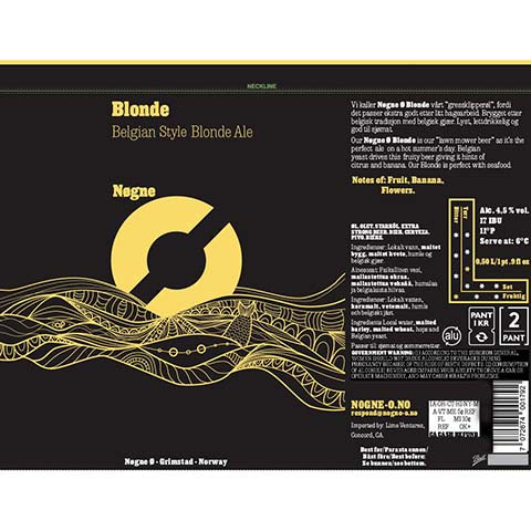 Nogne O Blonde Ale by Nogne O, beer label