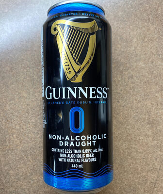 Guinness 0 Non-Alcoholic Draught less than alc./vol by Guinness, beer label