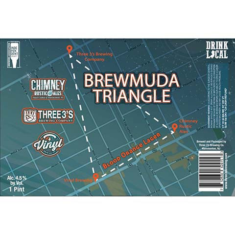 Three 3's Brewmuda Triangle Lager by Three 3's Brewery, beer label
