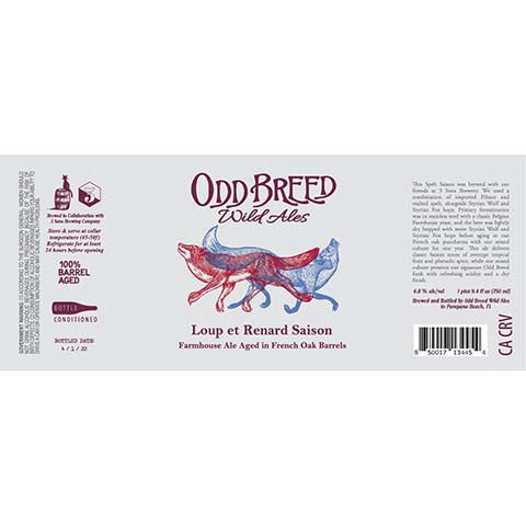 Odd Breed Loup et Renard Saison Farmhouse Ale by Odd Breed Wild Ales, beer label