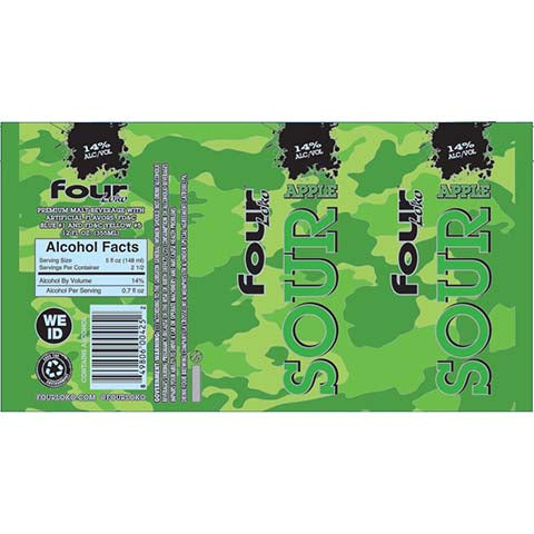 Four Loko Sour Apple by Four Brewing Company, beer label