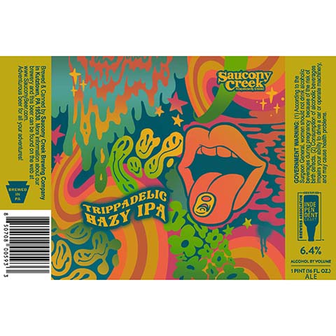 Saucony Creek Trippadelic Hazy IPA by Saucony Creek Brewing Company, beer label