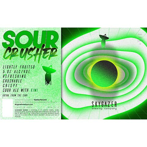 Skygazer Sour Crusher Kiwi Sour Ale by SKYGAZER Brewing Co, beer label