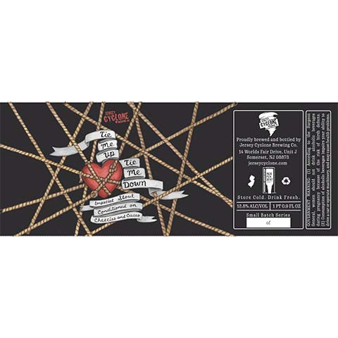 Jersey Cyclone Tie Me Up Tie Me Down Imperial Stout by Jersey Cyclone Brewing Company, beer label