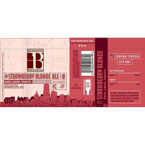 Border Strawberry Blonde Ale by Border Brewing Company, beer label