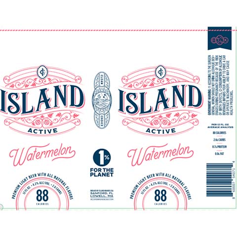 Island Active Watermelon by Island Brands USA, beer label