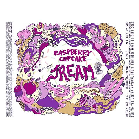 Burley Raspberry Cupcake JREAM Sour ALe by Burley Oak Craft Brewery, beer label