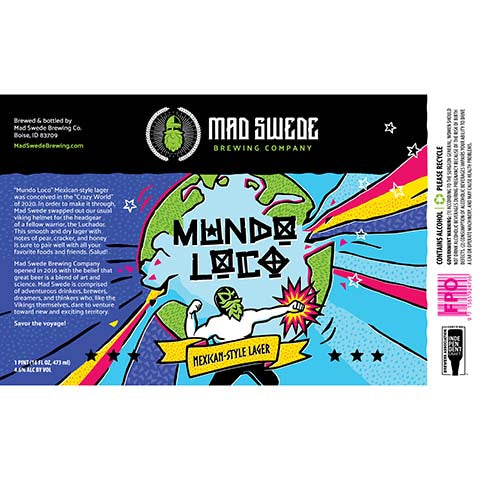 Mad Swede Mundo Loco Mexican Lager by Mad Swede Brewing, beer label