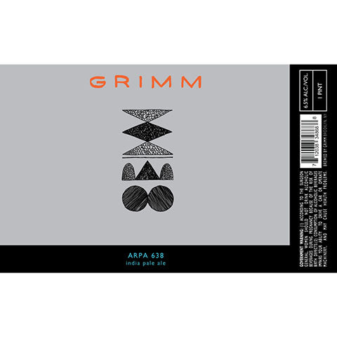 Grimm Arpa 638 IPA by Grimm Artisanal Ales, beer label