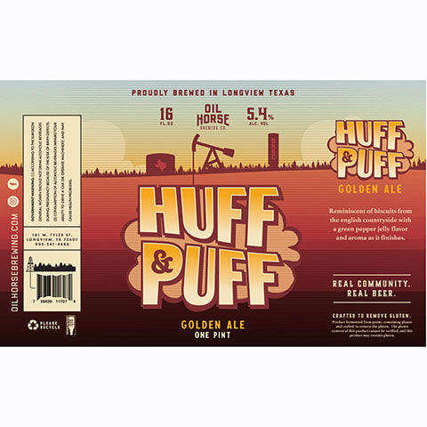 Oil Horse Huff & Puff Golden Ale by Oil Horse Brewing Company, beer label