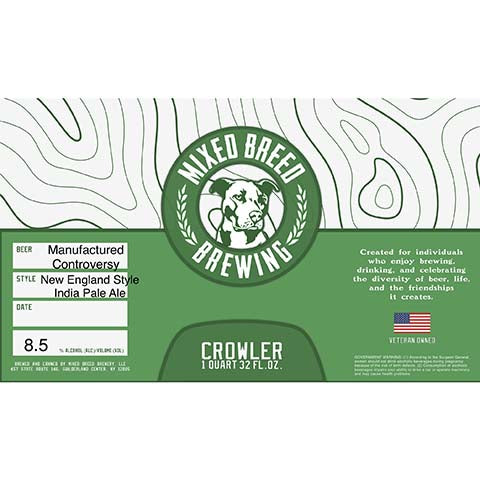 Mixed Breed Manufactured Controversy NEIPA by Mixed Breed Brewing, beer label