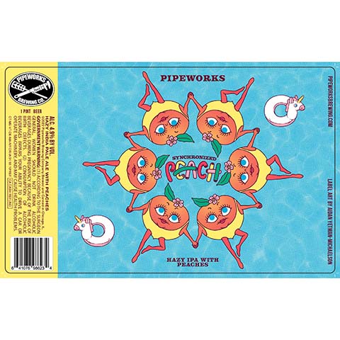Pipeworks Synchronized Peach Hazy IPA by Pipeworks Brewing Co, beer label