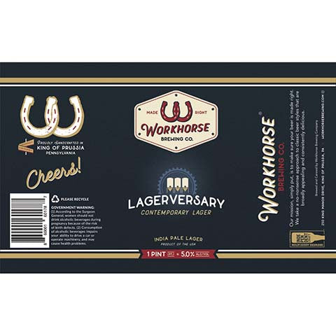 Workhorse Lagerversary by Workhorse Brewing Co., beer label