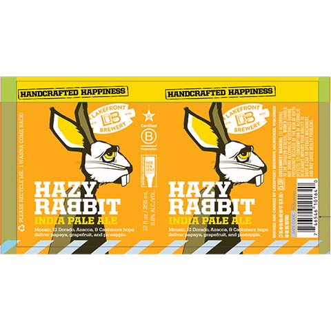 Lakefront Hazy Rabbit IPA by Lakefront Brewery Inc, beer label