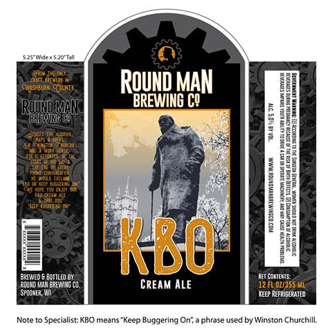 Round Man KBO Cream Ale by Round Man Brewing Co., beer label