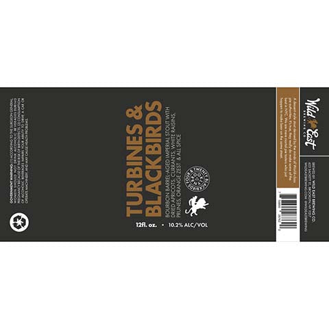 Wild East Turbines & Blackbirds Imperial Stout by Wild East Brewing Co, beer label