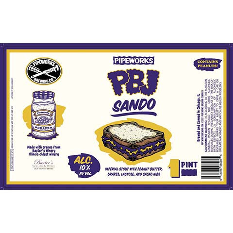 Pipeworks PBJ Sando Imperial Stout by Pipeworks Brewing Co, beer label