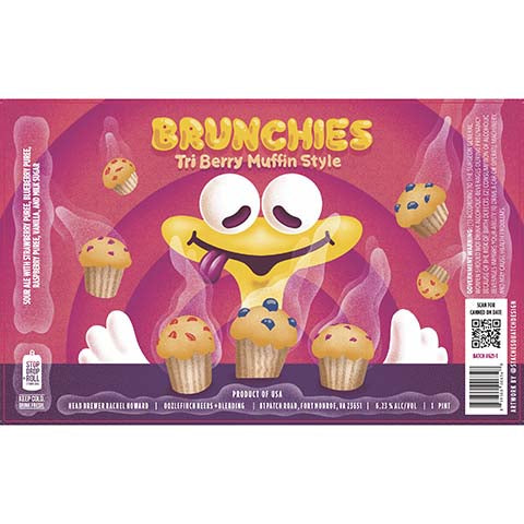 Oozlefinch Brunchies Tri Berry Muffin Style Sour Ale by Oozlefinch Beers & Blending, beer label