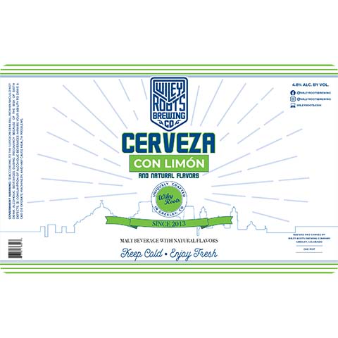 Wiley Roots Cerveza Con Limon by Wiley Roots Brewing Co, beer label