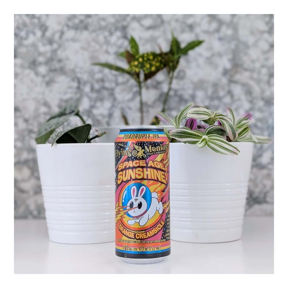 Space Age Sunshine Quadruple Orange Creamsicle IPA by Flying Monkeys Craft Brewery, beer label