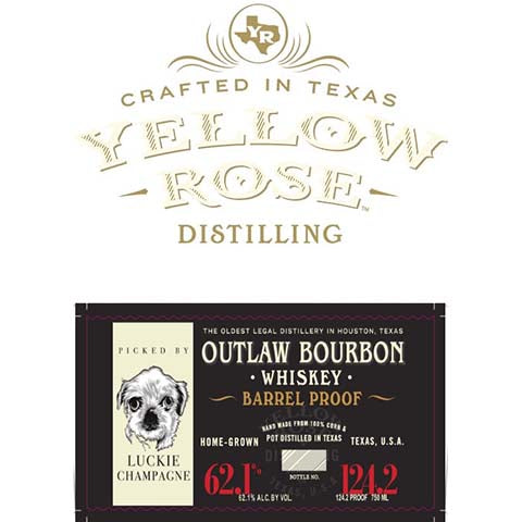 Yellow Rose Barrel Proof - Luckie Champagne Bourbon Whiskey by Yellow Rose Distilling, beer label