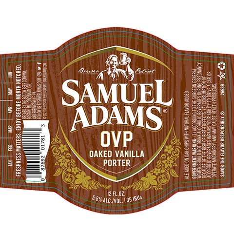 Samuel Adams Oaked Vanilla Porter by Samuel Adams, beer label