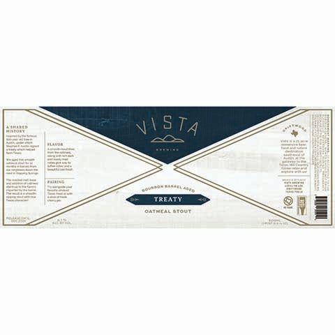 Vista Treaty Oatmeal Stout by Vista Brewing, beer label