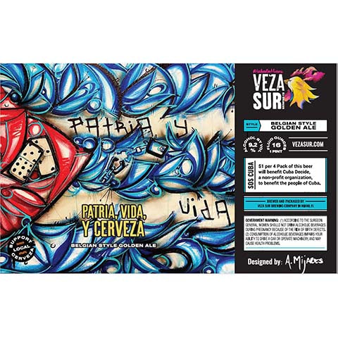 Veza Sur Patria Y Vida Golden Ale by Veza Sur Brewing Co, beer label