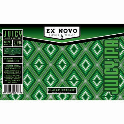Ex Novo No Swears Or Vulgarity IPA by Ex Novo Brewing Co, beer label