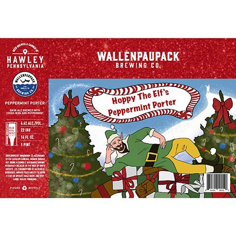 Wallenpaupack Hoppy The Elf's Peppermint Porter by Tripping Animals Brewing Co., beer label