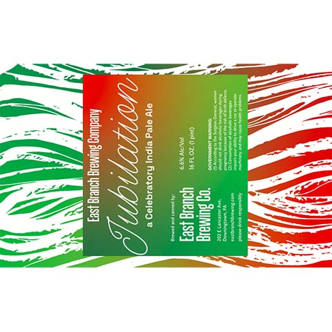 East Branch Jubilation IPA by East Branch Brewing Company, beer label