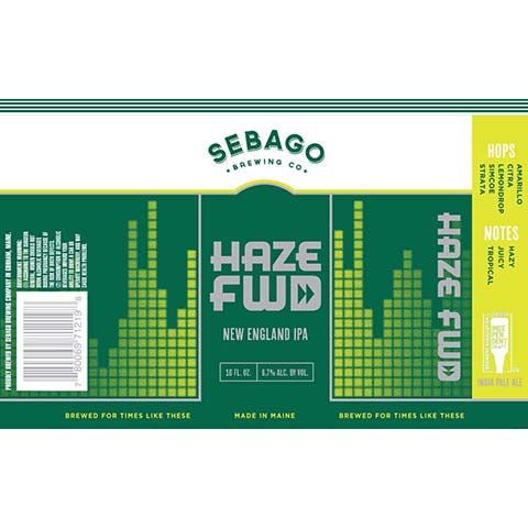 Sebago Haze FWD NEIPA by Sebago Brewing Co, beer label