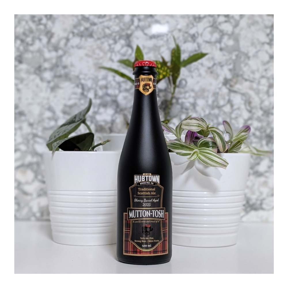 Hub Town Brewing Co. MUTTON-tosh Sherry Barrel Aged Scottish Ale by Hubtown Brewing, beer label