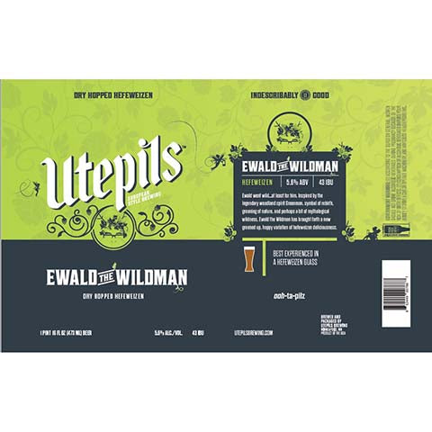 Utepils Ewald The Wildman Hefeweizen by Utepils Brewing Co, beer label