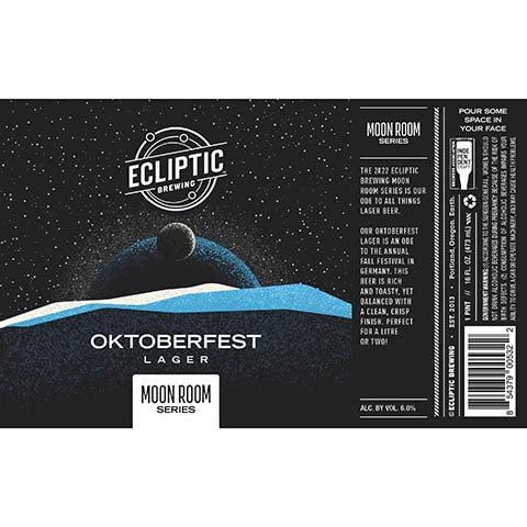 Ecliptic Moon Room Series Oktoberfest Lager by Ecliptic Brewing, beer label