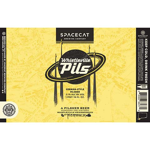 Spacecat Whistleville Pils by Spacecat Brewing Company, beer label