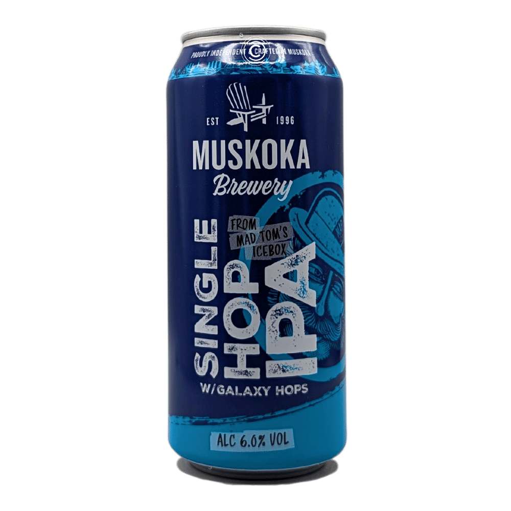 Single Hop IPA w/ Galaxy West Coast IPA by Muskoka Brewery, beer label