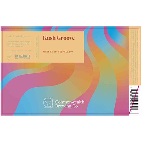 Commonwealth Kush Groove Lager by Commonwealth Brewing Co., beer label